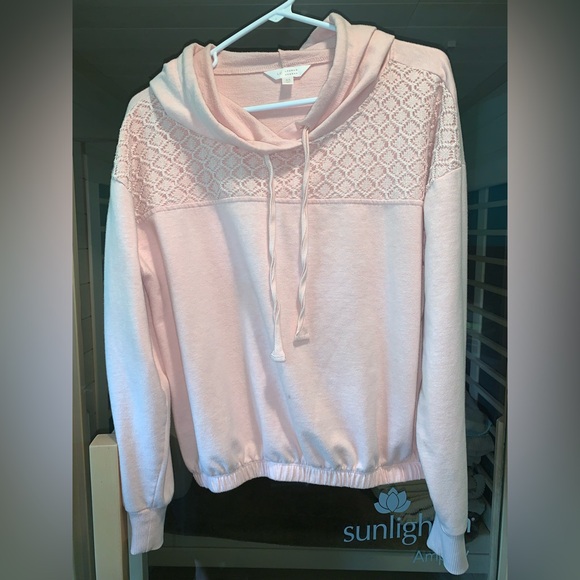 Lauren Conrad Pink Lace Detail Women's Hoodie - Picture 1 of 5